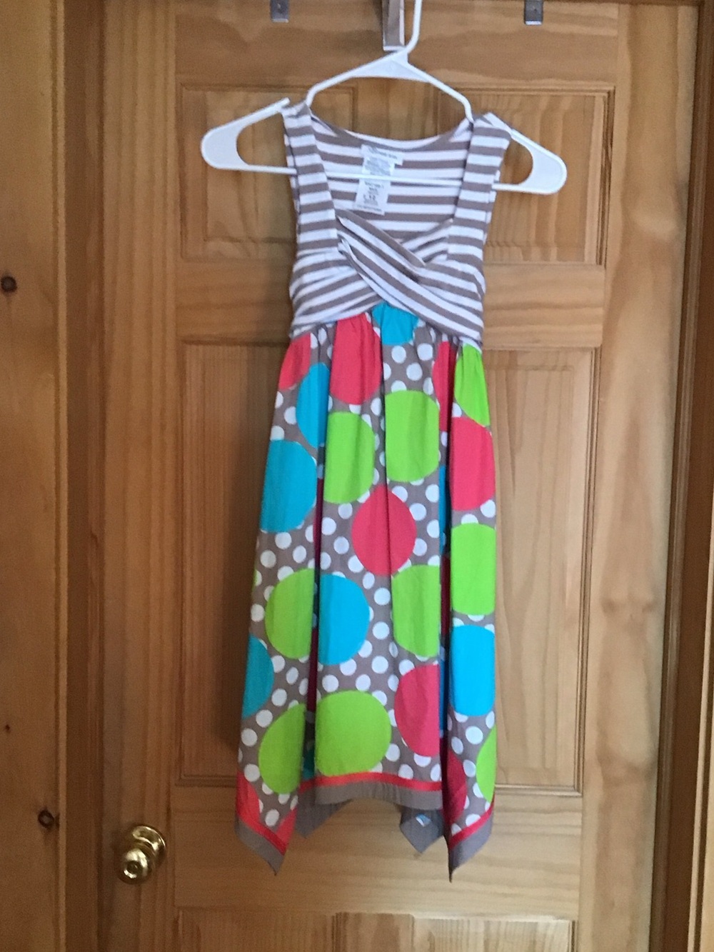 Girls' Sleeveless Polka Dot Jersey Dress in Multicolor